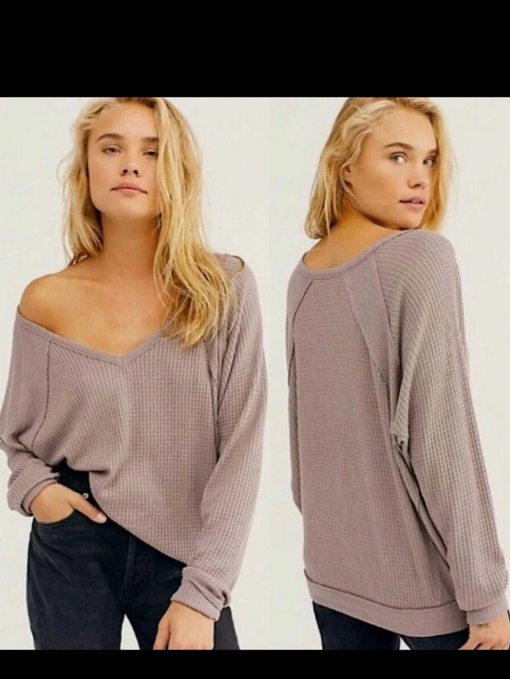 Free People Santa Clara Long Sleeve Thermal Top Size Small